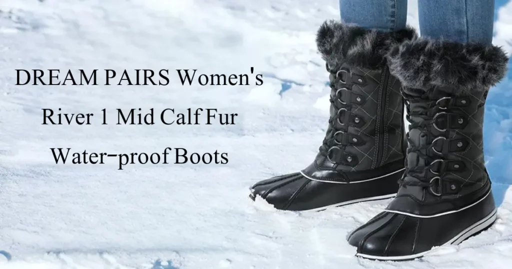 DREAM PAIRS Women's River 1 Mid Calf Fur Water-proof Winter Snow Boots